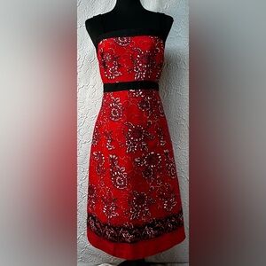 Sag Harbor- Red & Black Sleevelss Midi Cotton Dress (12)